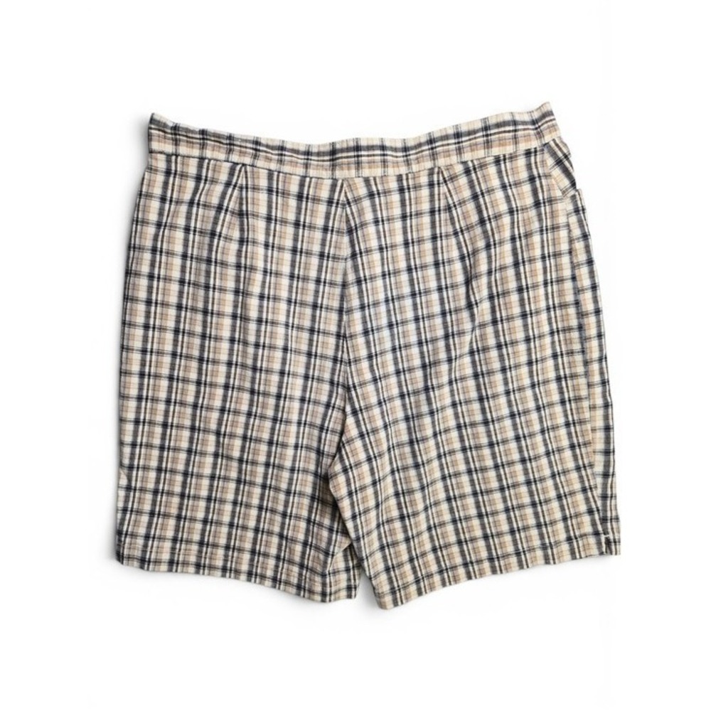 Faded Glory Womens Bermuda Shorts 10 Plaid Beige Blue Y2k Cotton Stretch Summer - Picture 2 of 10